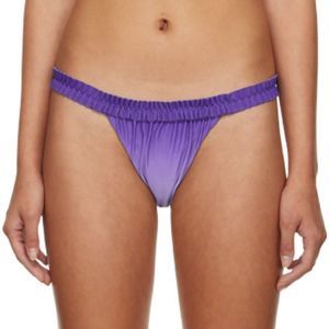 Guizio Purple Orchid Ombre Gradient Ruffled Cheeky Bikini Swimsuit Bottoms